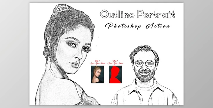 Download Outline Portrait Photoshop Action Creativemarket - 10308853