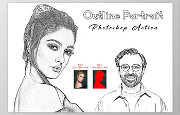 Download Outline Portrait Photoshop <span class='badge badge-warning'>Action</span> Creativemarket - 10308853
