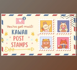 Download Drawing Cute & Colorful Animal Post Stamps | Procreate Illustration