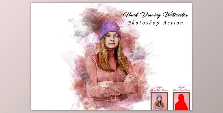 Download Hand Drawing Watercolor PS Action CreativeMarket - 10360584