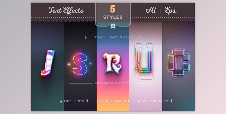 Download Set 5 Dreams Editable Text Effects CreativeMarket - 10312537