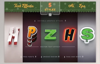 Download Set 5 Fear Editable Text <span class='badge badge-warning'>Effects</span> CreativeMarket - 10311788