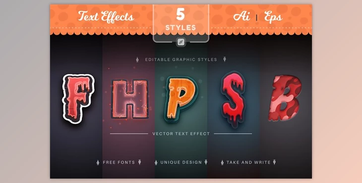 Download Set 5 Horror Editable Text Effects CreativeMarket - 10311257