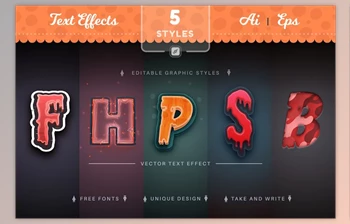 Download Set 5 Horror Editable Text <span class='badge badge-warning'>Effects</span> CreativeMarket - 10311257