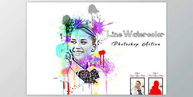 Download Line Watercolor Photoshop Action CreativeMarket - 10368658