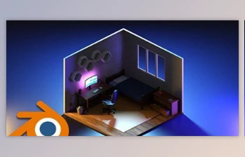 Download <span class='badge badge-warning'>Model</span> your Low Poly Room in Blender 3.3 by Udemy