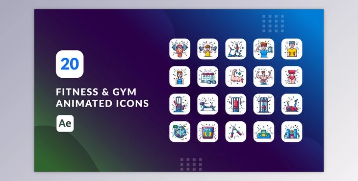 Download Fitness and Gym Animated Icons | After Effects (Videohive 39924974) - AE Project