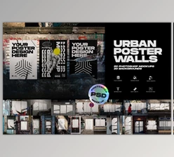 Download Urban Poster Wall Mockups CreativeMarket - 5013944