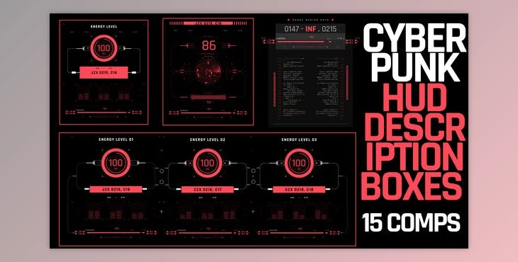 Download Cyberpunk Hud Description Boxes (Videohive 39654279) - AE Project