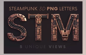 Download Steampunk - 3D <span class='badge badge-warning'>Lettering</span> Creativemarket - 6302596