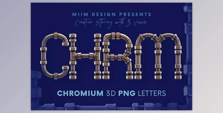 Download Chromium Pipes - 3D Lettering Creativemarket - 6220484