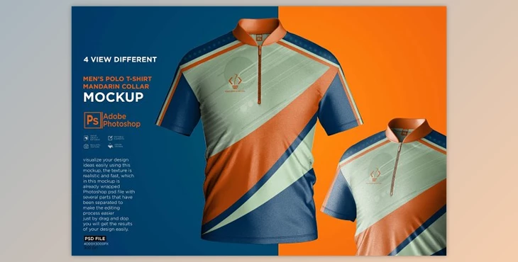 Download Polo T-Shirt Mandarin Collar CreativeMarket - 7512975