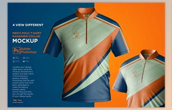Download Polo T-<span class='badge badge-warning'>Shirt</span> Mandarin Collar CreativeMarket - 7512975