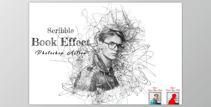 Download Scribble Book Effect PS Action CreativeMarket - 10855053
