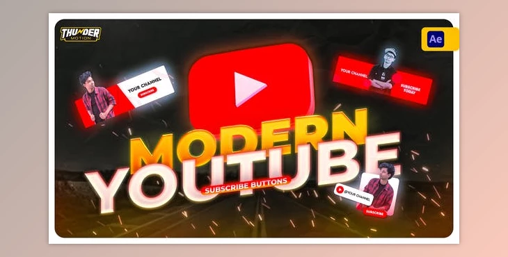 Download Modern Youtube Subscribe Button Pack (Videohive 40528109) - AE Project