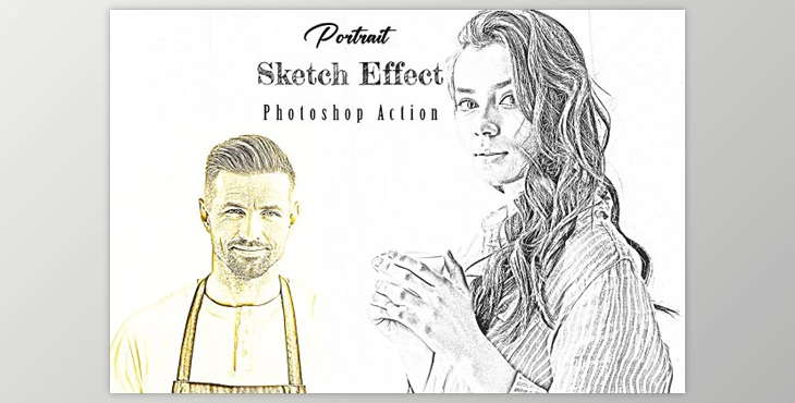 Download Portrait Sketch Effect Photoshop Action CreativeMarket - 10892000