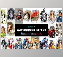 Download Watercolor Effect Photoshop Action Bundle CreativeMarket - 10888912