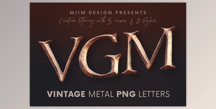 Download Vintage Metallic – 3D Lettering Creativemarket - 6117534