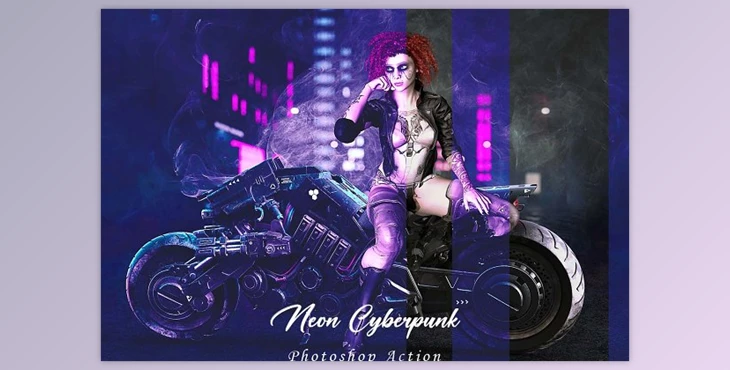 Download Neon Cyberpunk Photoshop Action CreativeMarket - 10912740