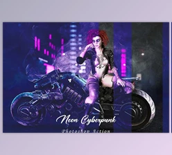 Download Neon Cyberpunk Photoshop Action CreativeMarket - 10912740