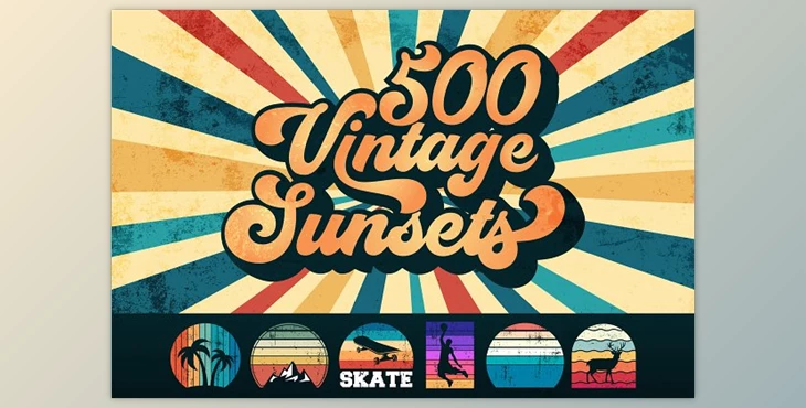 Download 500 Retro SVG Vintage Sunsets Bundle CreativeMarket - 7432111