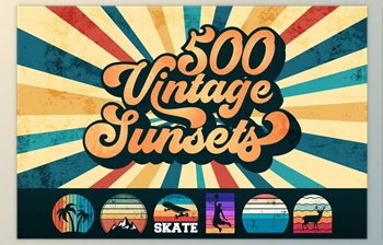 Download <span class='badge badge-warning'>500</span> Retro SVG Vintage Sunsets Bundle CreativeMarket - 7432111