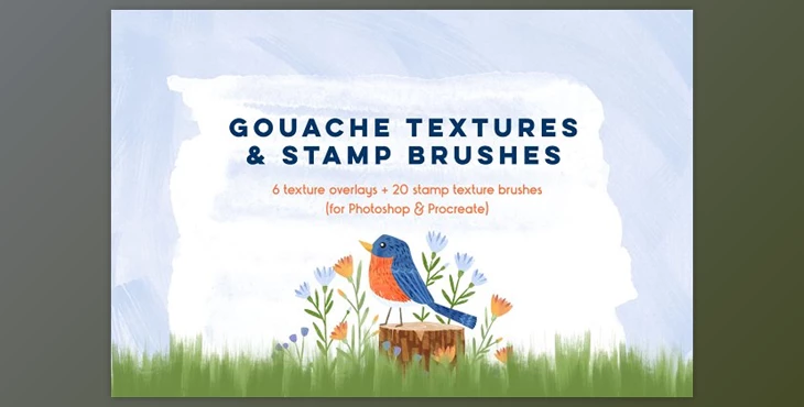 Download Gouache Textures + Stamp Brushes CreativeMarket 5884031