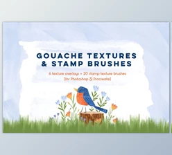 Download Gouache Textures + Stamp Brushes CreativeMarket 5884031