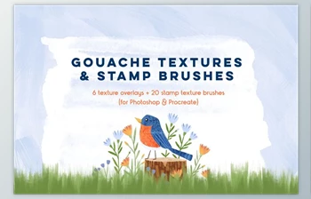 Download Gouache Textures + <span class='badge badge-warning'>Stamp</span> Brushes CreativeMarket 5884031