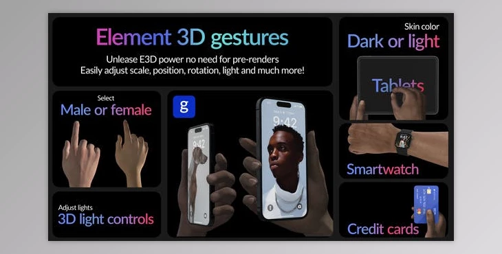 Download Real Hand Gestures for Element 3D (Videohive 40637428) - AE Project
