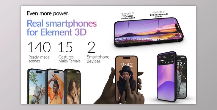 Download Real Smartphones for Element 3D (Videohive 40921406) - AE Project