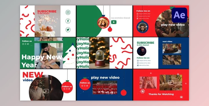 Download New Year Youtube End Screens for After Effects (Videohive 42061198) - AE Project