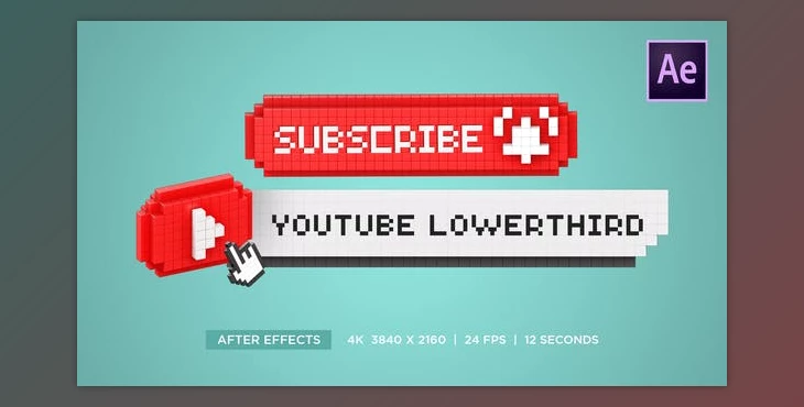 Download Youtube Lowerthird Subscribe Button 3D Pixel (Videohive 41317702) - AE Project