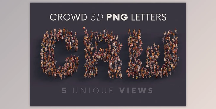 Download Big Crowd – 3D Lettering CreativeMarket - 10996366