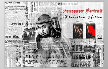 Download Newspaper Portrait <span class='badge badge-warning'>Photoshop</span> Action Creativemarket - 11007309