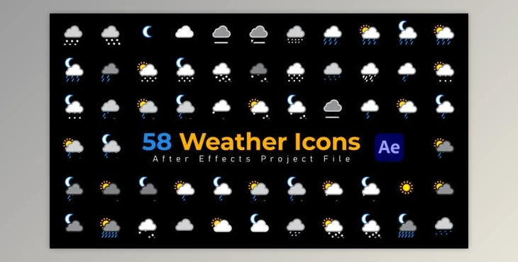 Download Weather Icons – 58 Pack (Videohive 42790062) - AE Project