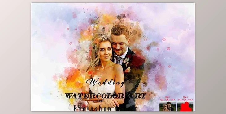 Download Wedding Watercolor Art Photoshop Action Creativemarket - 11013805