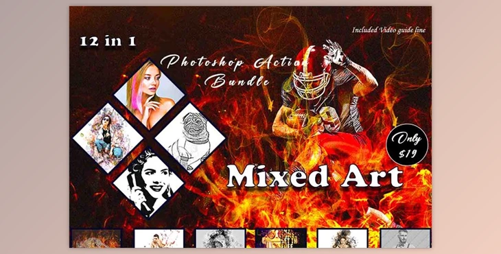 Download Mixed Art Photoshop Action Bundle CreativeMarket - 11011649