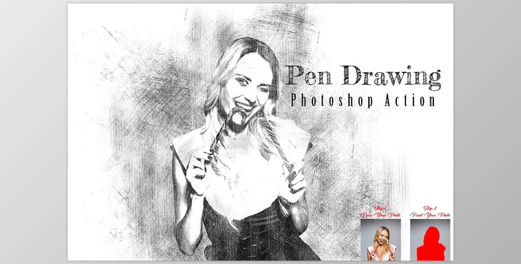 Download Creativemarket - Pen Drawing Photoshop Action