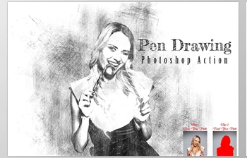 Download <span class='badge badge-warning'>Creativemarket</span> - Pen Drawing Photoshop Action