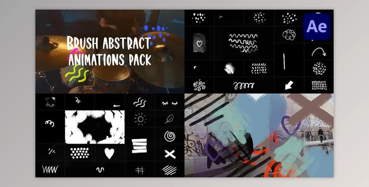 Download Brush Abstract Animations Pack for After Effects (Videohive 42923636) - AE Project