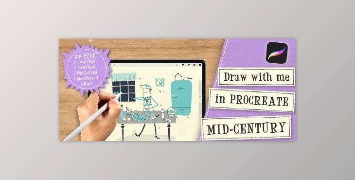 Download Draw with me in Procreate: Mid-Century Cookbook Illustration