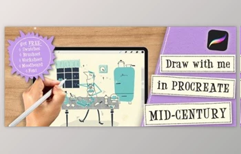 Download Draw with <span class='badge badge-warning'>me</span> in Procreate: Mid-Century Cookbook Illustration