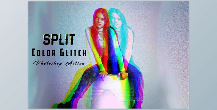 Download Split Color Glitch Photoshop Action Creativemarket - 12696916
