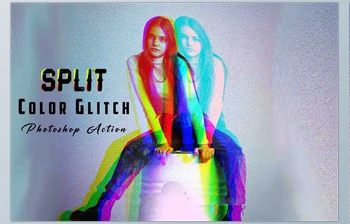 Download Split <span class='badge badge-warning'>Color</span> Glitch Photoshop Action Creativemarket - 12696916