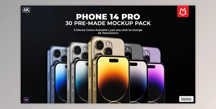 Download App Promo Phone 14 Pro Mockup Pack (Videohive 40526693) - AE Project