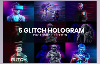 Download Hologram Glitch Photoshop <span class='badge badge-warning'>Effects</span> CreativeMarket - 10992829