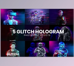 Download Hologram Glitch Photoshop Effects CreativeMarket - 10992829