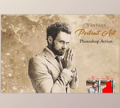 Download Vintage Portrait Art Photoshop Action CreativeMarket - 12746946