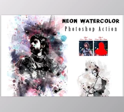 Download Neon Watercolor Photoshop Action CreativeMarket - 12783818
